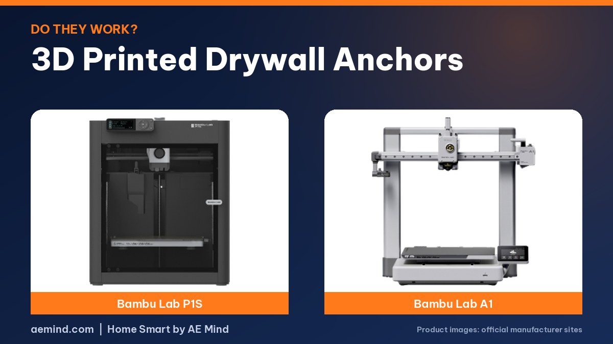3D printed drywall anchors, featuring Bambu Lab P1S and A1