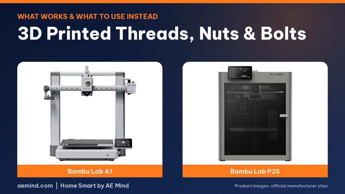 3D printed threads, nuts and bolts