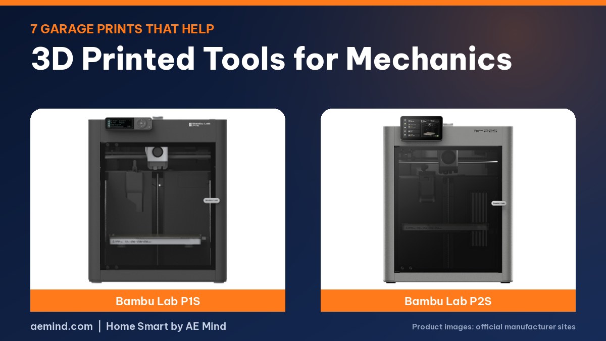 3D printed tools for mechanics, featuring Bambu Lab P1S and P2S