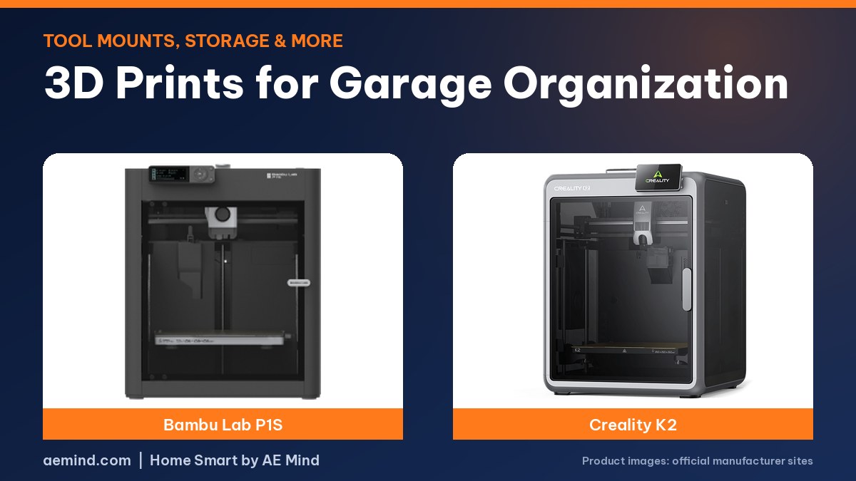 3D prints for garage organization