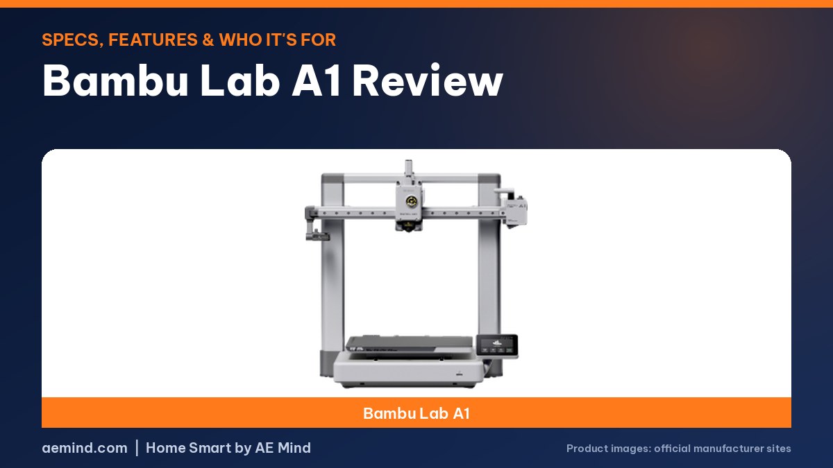 Bambu Lab A1 review featured image showing the Bambu Lab A1 3D printer (official product photo)