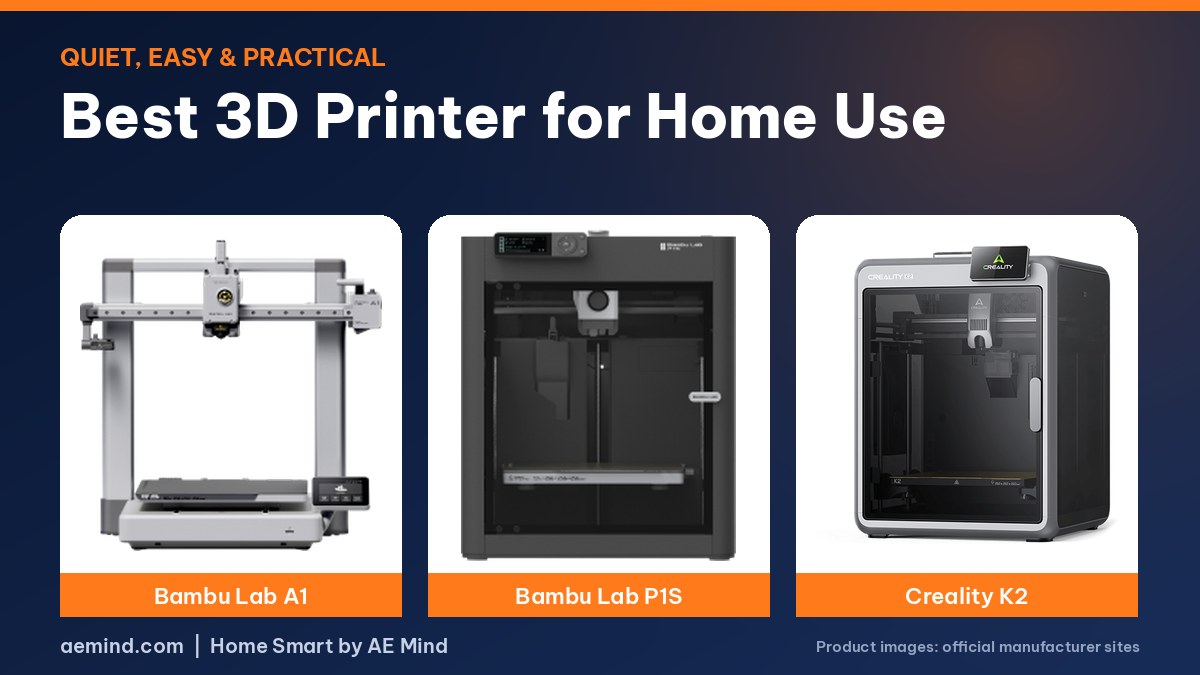 Best 3D printer for home use: Bambu Lab A1, Bambu Lab P1S and Creality K2 (official product photos)