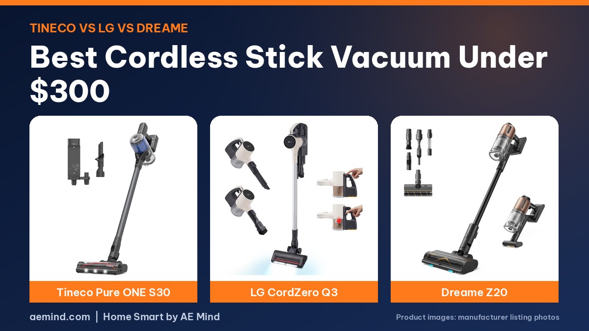 Tineco Pure ONE S30, LG CordZero Q3 and Dreame Z20 stick vacuums