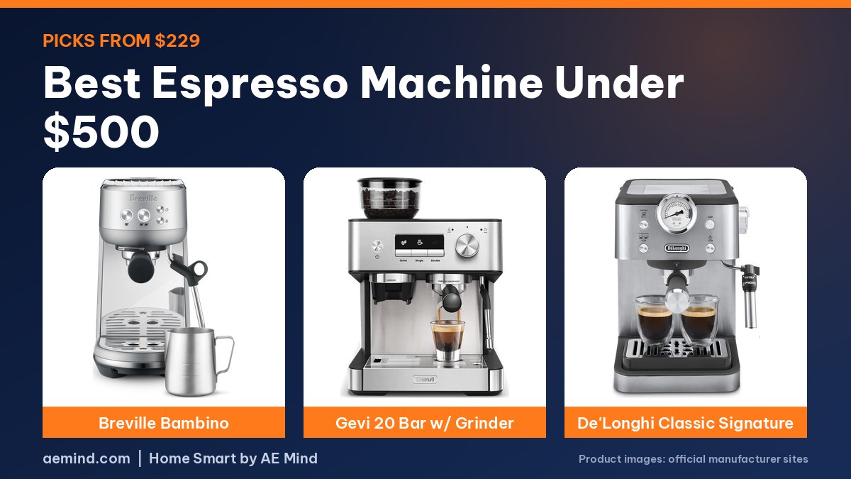 Best espresso machine under $500: Breville Bambino, Gevi and DeLonghi espresso machines
