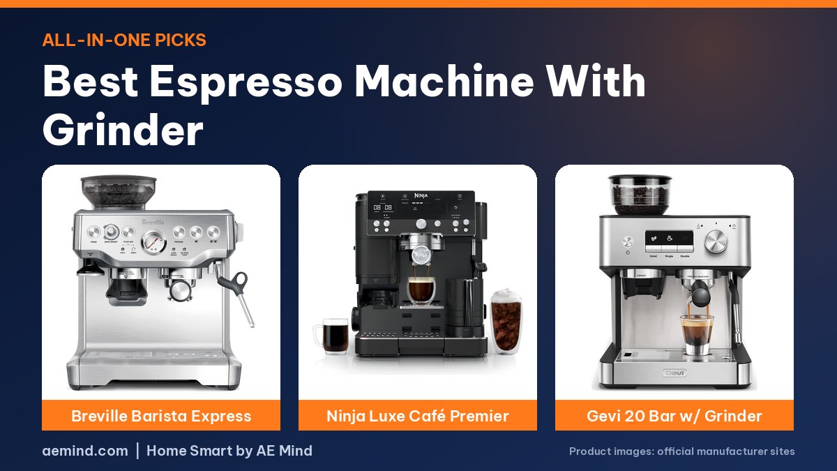 Best espresso machine with grinder: Breville Barista Express, Ninja Luxe Cafe and Gevi