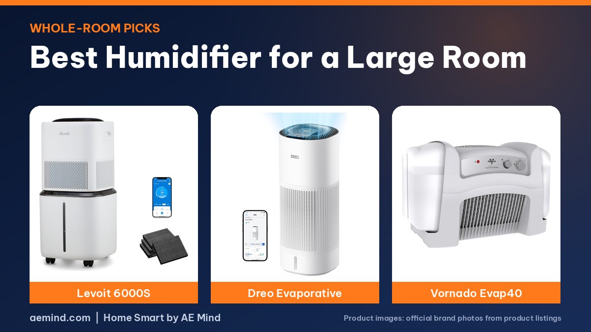 Best humidifier for a large room: Levoit, Dreo and Vornado official product photos