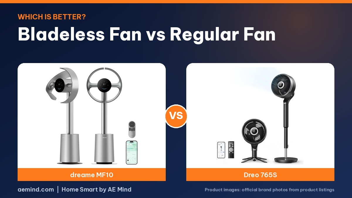 Bladeless fan vs regular fan: dreame and Dreo official product photos