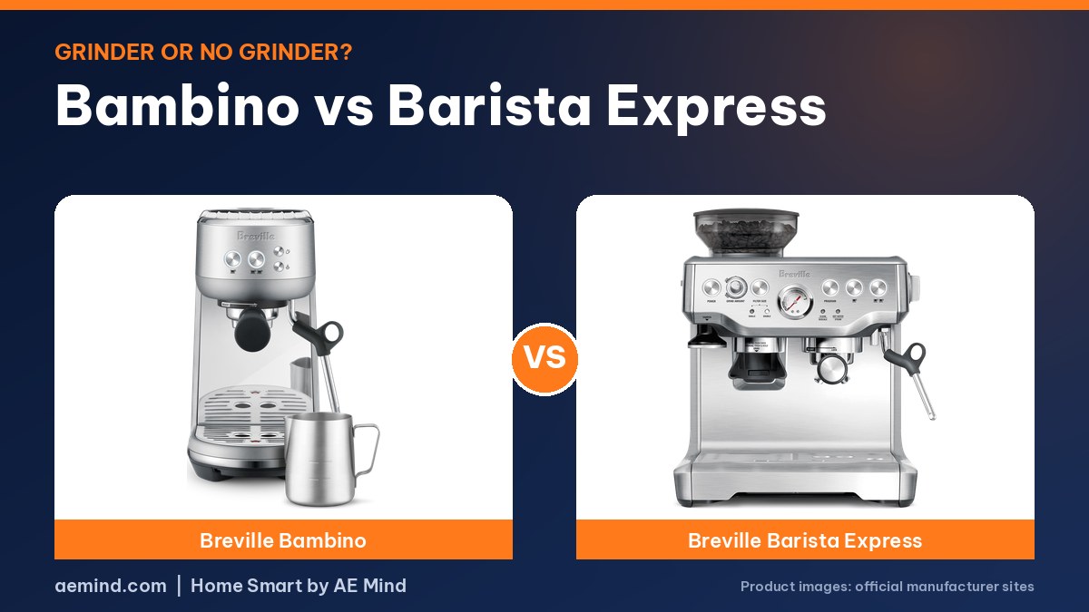 Breville Bambino vs Barista Express espresso machines side by side