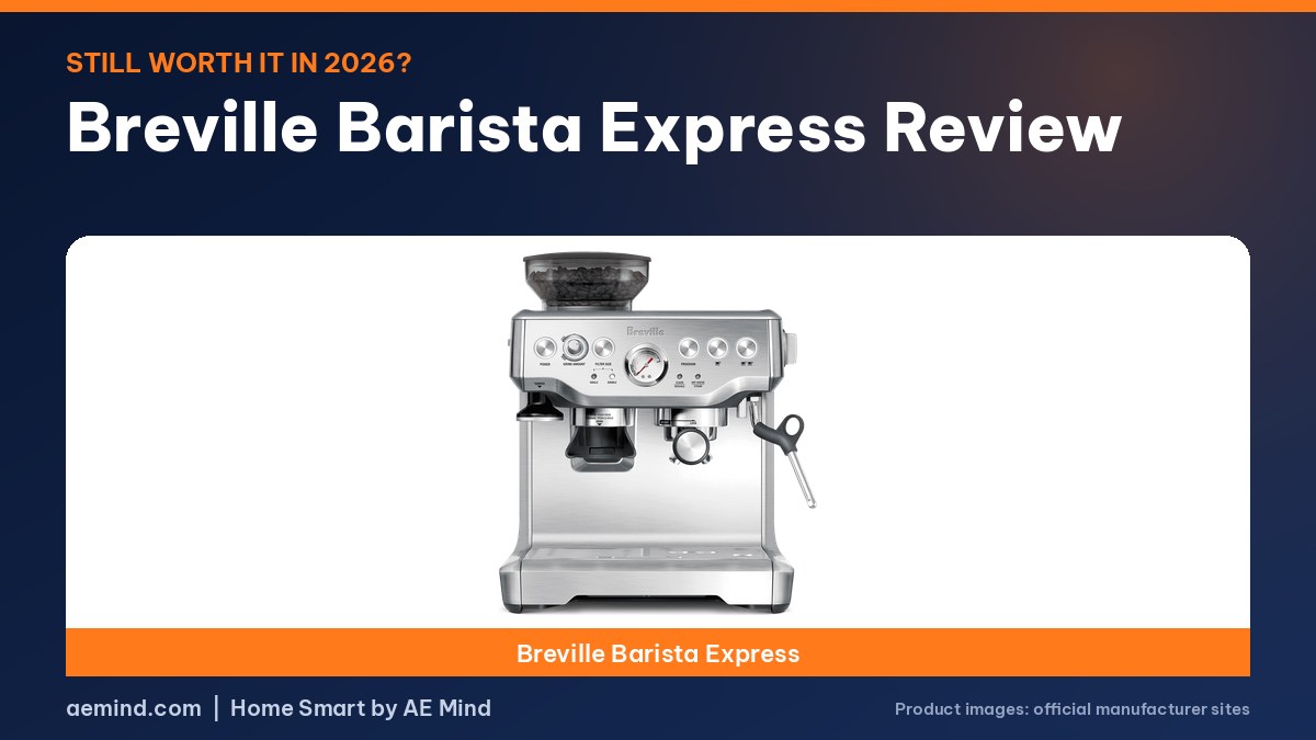Breville Barista Express review featured image showing the Breville Barista Express espresso machine