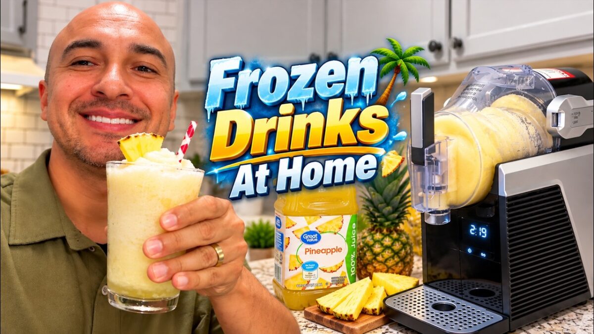 COWSAR frozen drink machine making a pineapple slushie