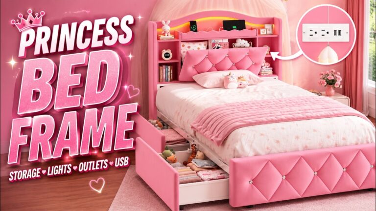 DICTAC Princess Bed Review: Twin Bed Frame With Storage Drawers, LED Lights and Charging