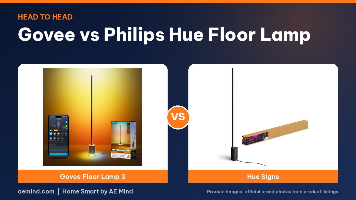 Govee Floor Lamp 3 vs Philips Hue Signe official product photos