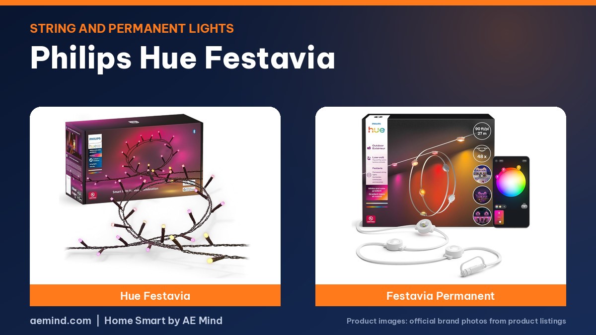Philips Hue Festavia string and permanent lights official product photos