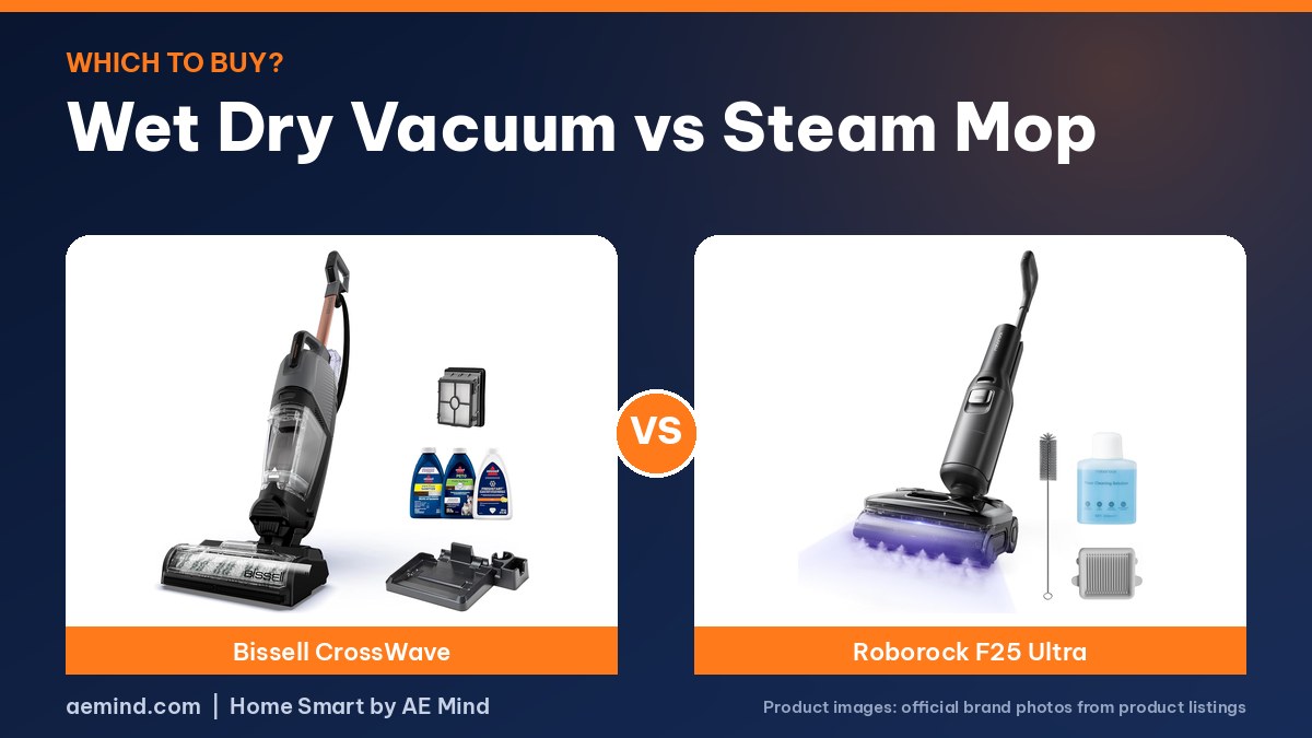 Wet dry vacuum vs steam mop official product photos