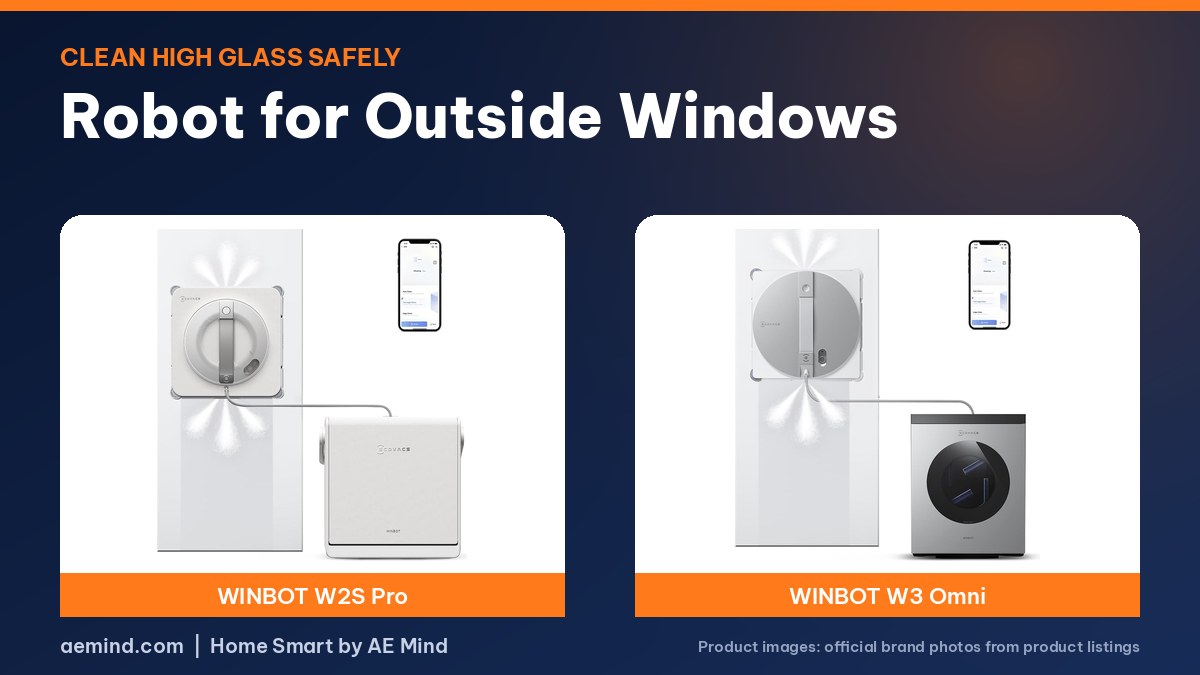 Window cleaning robot for outside windows: ECOVACS WINBOT official product photos